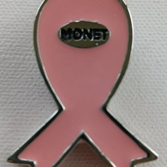 Monet Silvertone Enamel Pink Ribbon Trinket Box New Breast Cancer Awareness - Picture 6 of 10